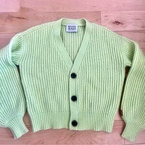 Scotch & Soda Lime Green Ribbed Cardigan
